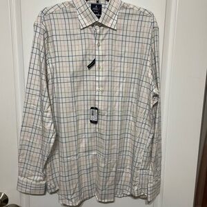 NWT johnnie-O Peyton Top Shelf Button Up Shirt size Large White With Stripe $178